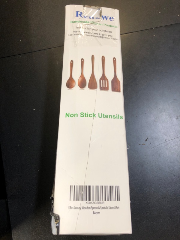 View 2 of 5 Pcs Best Wooden Spoons for Cooking Kitchen Utensils Set Acacia Wood Cooking Spatula Turner Non Toxic Utensil Slotted Serving Spoon Flat Spatulas Set Wooden Utensis Mixing Cooking Spoon Kitchen Tools