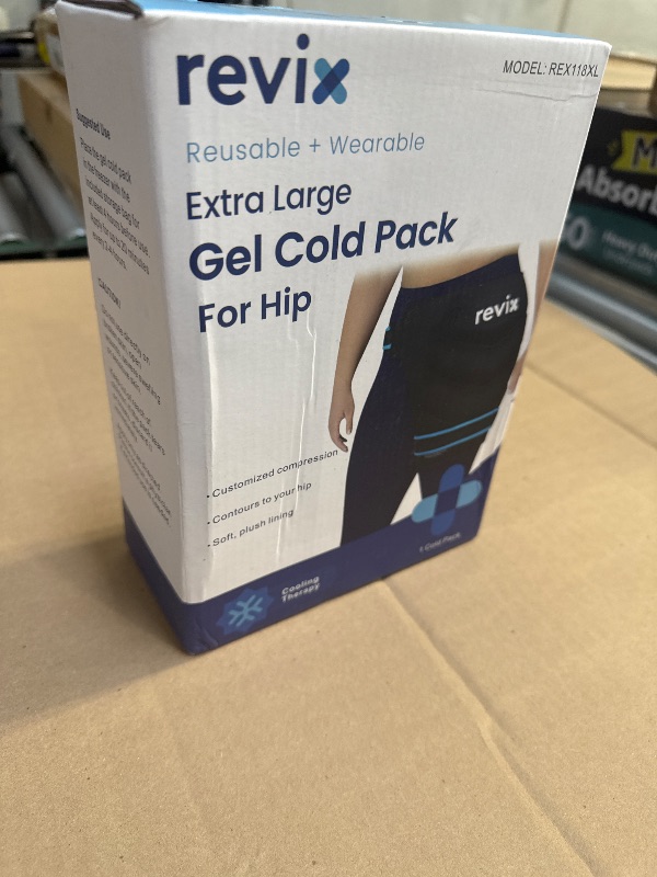 Photo 1 of REVIX Extra Large Hip Ice Pack Wrap After Surgery, Reusable Gel Cold Pack for Hip Replacement Recovery, Sciatic Nerve, Cold Therapy Hip Flexor Compression Wrap, Black