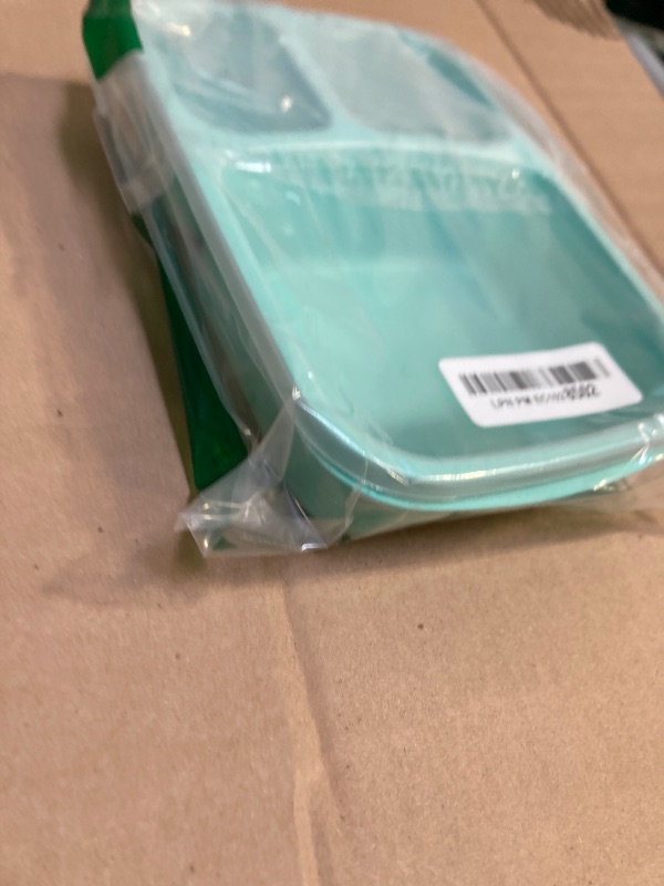 Photo 1 of buluker Bento Lunch Box t 3 Compartment Food Storage Containers Wheat Straw Meal Prep Lunch Box Plastic Food Storage Containers, Microwave and Dishwasher Safe (light colour)