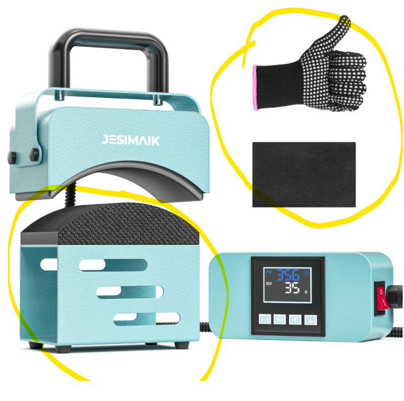 Photo 1 of JESIMAIK Hat Press, Mini Heat Press Machine for Caps, T-Shirt & More, Curved Heating Plate - Lake Blue- READ CLERK NOTES!
