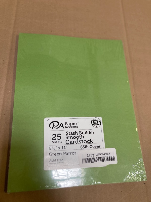 Photo 1 of PA Paper Accents Stash Builder Cardstock 8.5" x 11" Green Parrot, 65lb Colored cardstock Paper for Card Making, Scrapbooking, Printing, Quilling and Crafts, 25 Piece Pack