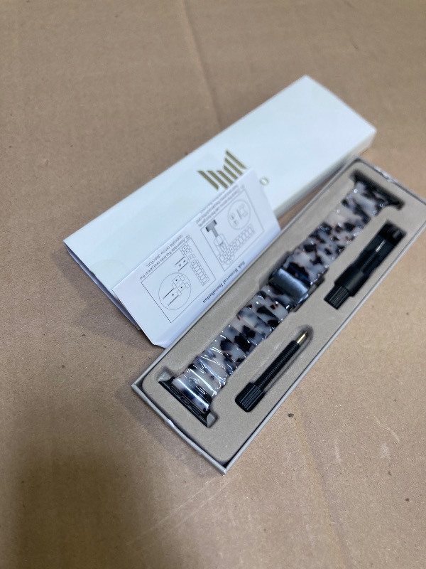 Photo 1 of V-MORO Resin Band Compatible with Apple Watch Series 7/8/9/10 41mm/40mm/38mm/42mm Women Men Fashion Strap for iWatch Series 6/5/4/3/2/1/SE/SE 2 Lightweight Bracelet (Classic Ivory Tortoise-Black)