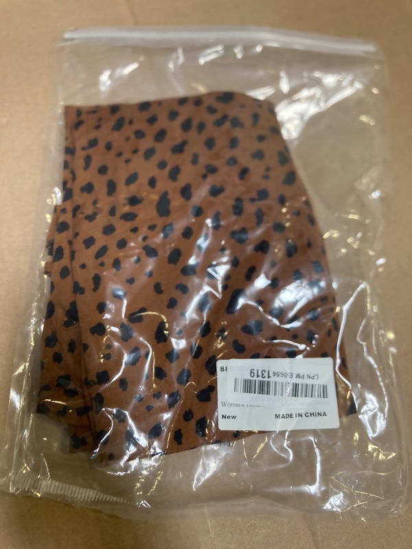 Photo 1 of Size L--Womens Blouse with Stretch Long Sleeve Work Shirts Leopard Print Chiffon Tops V Neck Loose Business Shirts Large,Brown