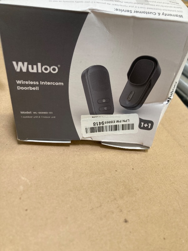 Photo 1 of Hands Free Wireless Intercom Doorbell for Home Classroom, Wuloo Two-Way Communicator Doorbell Chime with 1/2 Mile Distance 4 Volume Levels 10 Chimes Battery-Operated with Mute Mode?1&1, Gray)