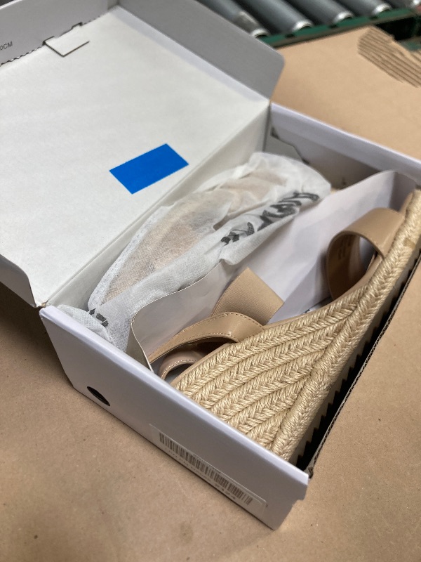 Photo 1 of Size 8.5--DREAM PAIRS Womens Open Toe Espadrilles Dressy Platform Sandals Slip on Elastic Ankle Strap Wedges Sandals,Size 8.5,Nude-Pu,SDPW222W