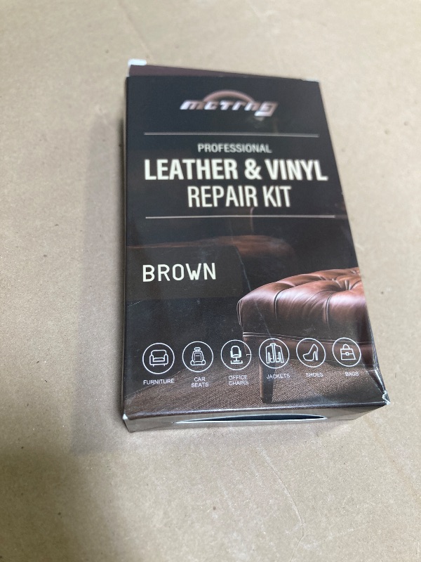 Photo 1 of Brown Leather Repair Kit for Furniture, Couch, Vinyl and Leather Repair Kit for Sofa, Jacket, Car Seats and Purse, Restores Faux, Artificial, Genuine Pleather & Any Material, for Scratch, Tears, Holes