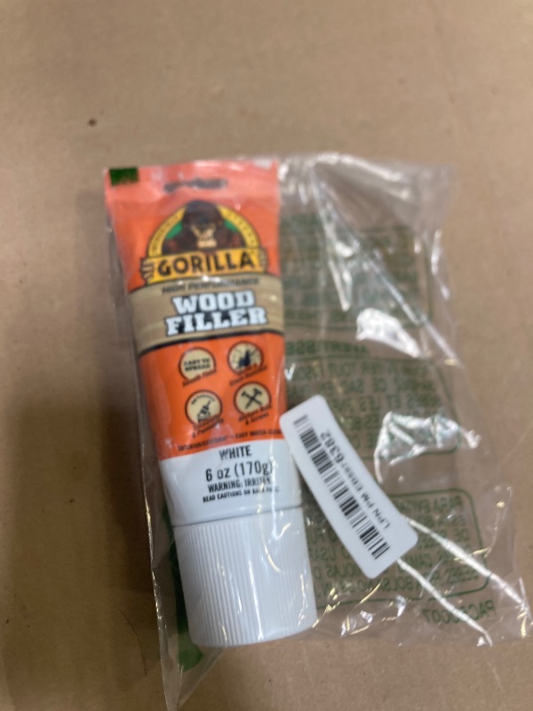 Photo 1 of Gorilla All Purpose Wood Filler, White Wood Filler, 6 Ounce Tube (Pack of 1) - Water Resistant for Indoor or Outdoor Projects and Repairs