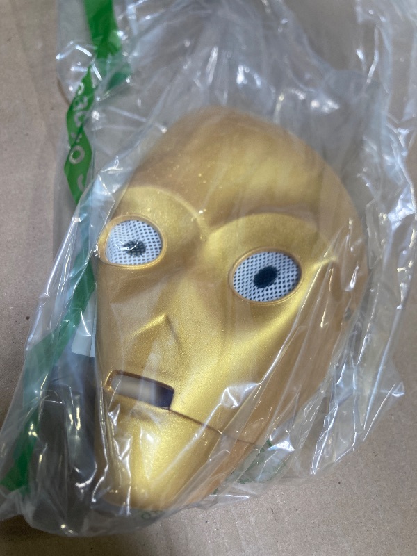 Photo 1 of SW C3PO Movie Cosplay Latex Mask Halloween Accessories Props Adult Half Face Mask (Glod)