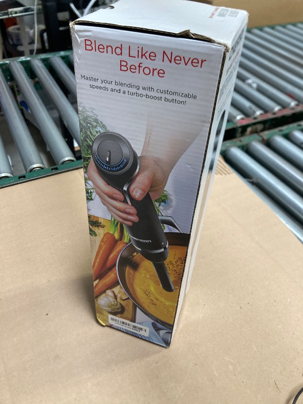 Photo 1 of Chefman Immersion Blender 300-Watt Turbo 12 Speed Stick Hand Blender, Powerful Ice Crushing Design Purees Smoothies, Sauces & Soups, Detachable Heat Resistant Plastic Blade Guard Protects Pots, Black