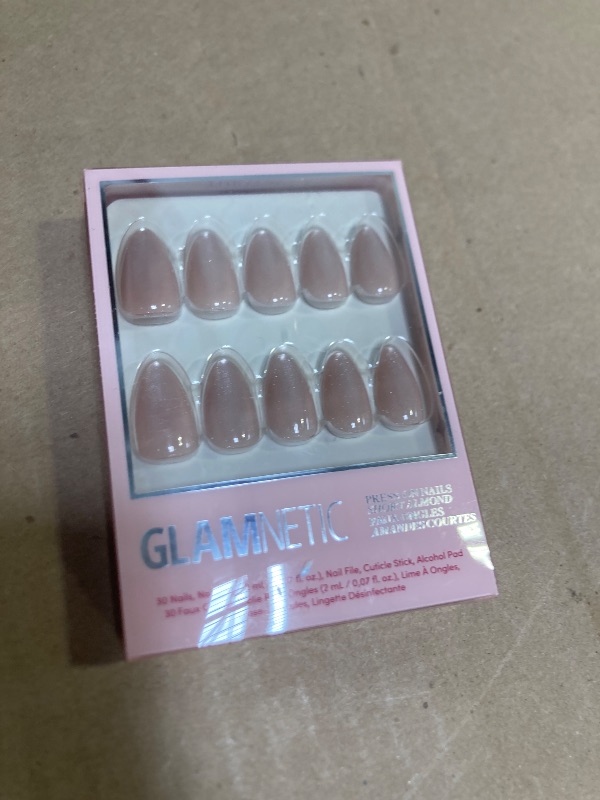 Photo 1 of Glamnetic Press On Nails - The Vow | Short Almond Nude Fake Nails with a Glossy, Velvet Finish for Weddings, Reusable | 15 Sizes - 30 Nail Kit with Glue