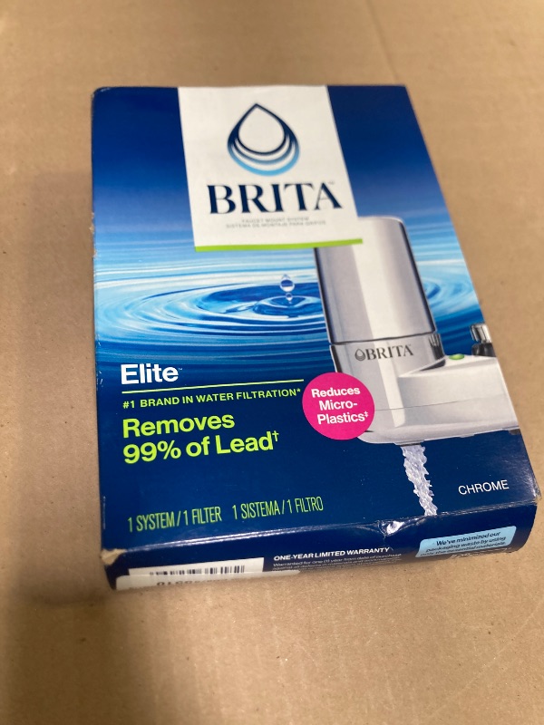 Photo 1 of Brita Faucet Mount Water Filter for Sink, Removes 99% of Lead, Elite Filtration System, Includes 1 Replacement Filter, Chrome