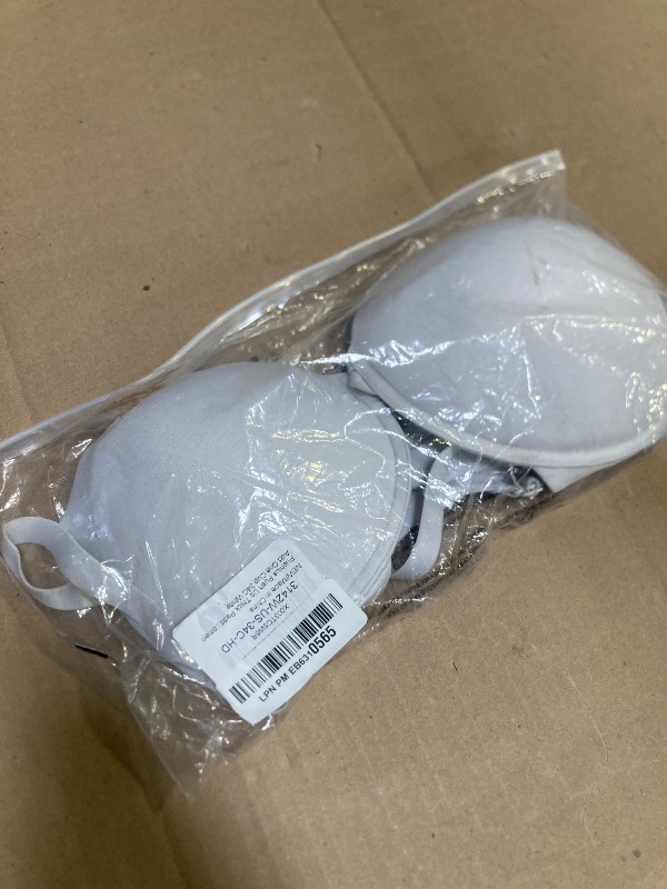 Photo 1 of Pushlus Push Up Thick Padded Plunge Underwire T Shirt Bra Lift Support for Women Add One Cup 34C White