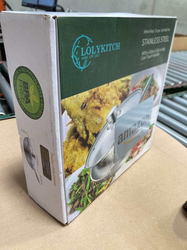 Photo 1 of LOLYKITCH Tri-Ply 13 Inch Stainless Steel Wok Pan with Lid, Stir-Frying Pan,Induction Wok,Dishwasher and Oven Safe,Heavy Duty and Detachable handle.