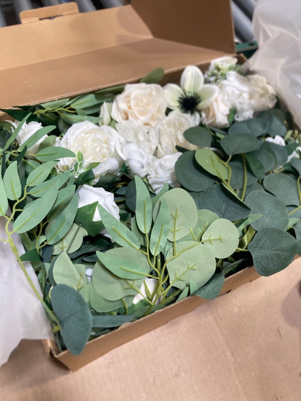 Photo 1 of MISSPIN 8FT Eucalyptus and Willow Leaf Garland with Artificial Flowers Fake Flower Peony Rose Vine Greenery Decorative Wall Hanging Plant for Spring Wedding Arch Backdrop Door Arrangement Party Decor
