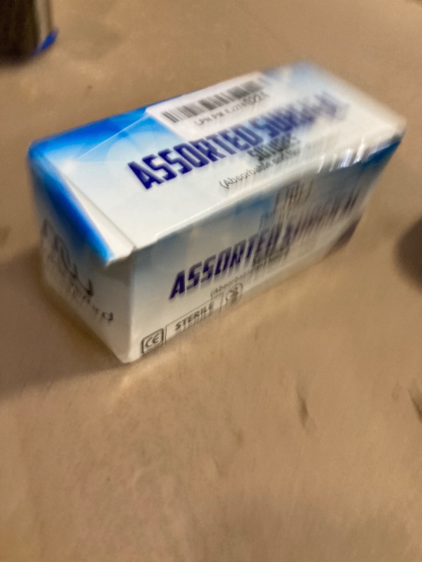 Photo 1 of Mixed Sutures Thread with Needle (Absorbable: Chromic Catgut; Non-Absorbable: Nylon, Silk, Polyester, Polypropylene) - Surgical Wound Practice Kit, Emergency First Aid Demo (2-0, 3-0, 4-0, 5-0) 24PK