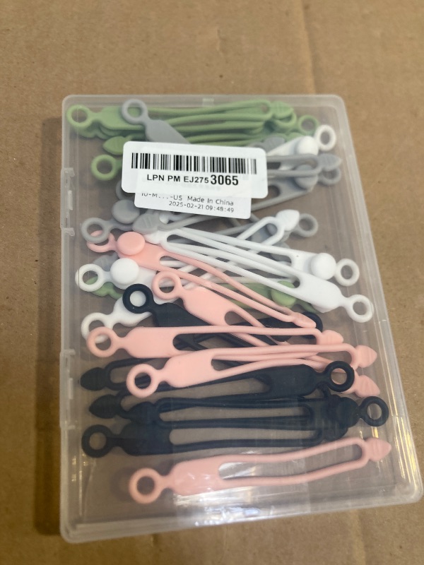 Photo 1 of 25 Pcs Silicone Cable Ties, Reusable Cable Straps Wire Organizer, Cable Management Cord Organizer for Fastening Earphone Phone Charger Home Office Desk Kitchen Appliances Cable Cords Wires