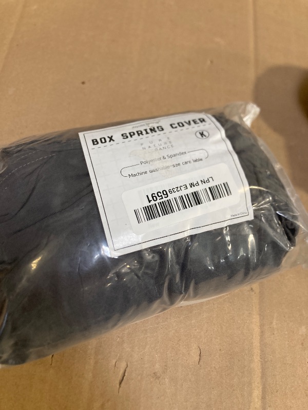 Photo 1 of Box Spring Cover King Size - Jersey Knit & Stretchy Wrap Around 4 Sides Bed Skirt for Hotel & Home - King/Cal King/Olympic Queen, Gray