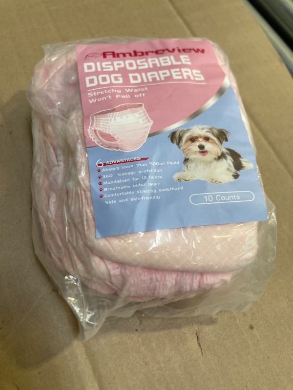 Photo 1 of Ambreview Disposable Dog Diapers Female, Just Pull It Up, Doggie Diapers for Female Dogs, Strong Absorbency | Leak Proof, for Dogs in Heat | Elderly | Disabled, M 10 PCS