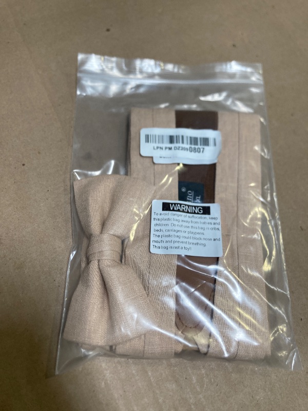 Photo 1 of BELLUNO Tan Pre-tied Bow Tie and Suspenders Set, Cotton and Linen