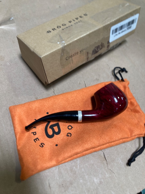 Photo 1 of Mr. Brog Full Bent Pipe - Model No: 82 Consul Pecan - Mediterranean Briar Wood Pipes For Smoking - Hand Made #82