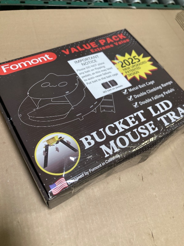 Photo 1 of Fomont 2024 New Upgraded Bucket Lid Mouse Trap-Metal Bait Cage-Auto Reset-5 Gallon Bucket Fit-Humane-Indoor Outdoor-Rat Trap
