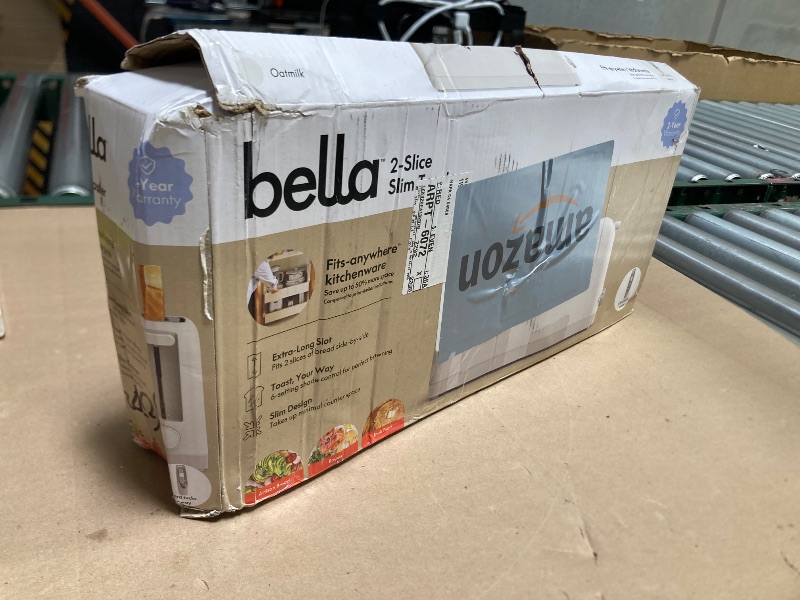 Photo 1 of bella 2 Slice Slim Toaster, Fits-anywhere™ Kitchenware, 6 Setting Shade Control with Reheat & Cancel Buttons, Removable Crumb Tray, 10” Long Slot, Anti Jam & Auto Shutoff, 900 Watt, Oatmilk