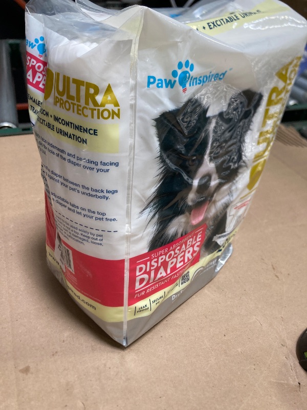 Photo 1 of Paw Inspired 20ct Disposable Dog Diapers | Female Dog Diapers Ultra Protection | Diapers for Dogs in Heat, Excitable Urination, or Incontinence (Large)