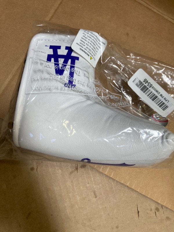 Photo 1 of Team Golf MLB Los Angeles Dodgers - Printed Team Golf MLB Tour Blade Putter Cover (White), Fits Most Blade Putters, Scotty Cameron, Taylormade, Odyssey, Titleist, Ping, Callaway