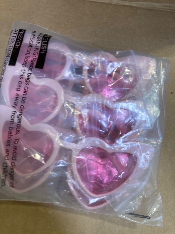 Photo 1 of Jmkcoz 6 Pack Women Girls Heart Sunglasses Neon Colors Cat Eye Love Shaped Sunglasses Vintage Cute Sun Glasses for Halloween Cosplay Wedding Party Favor (Pink)