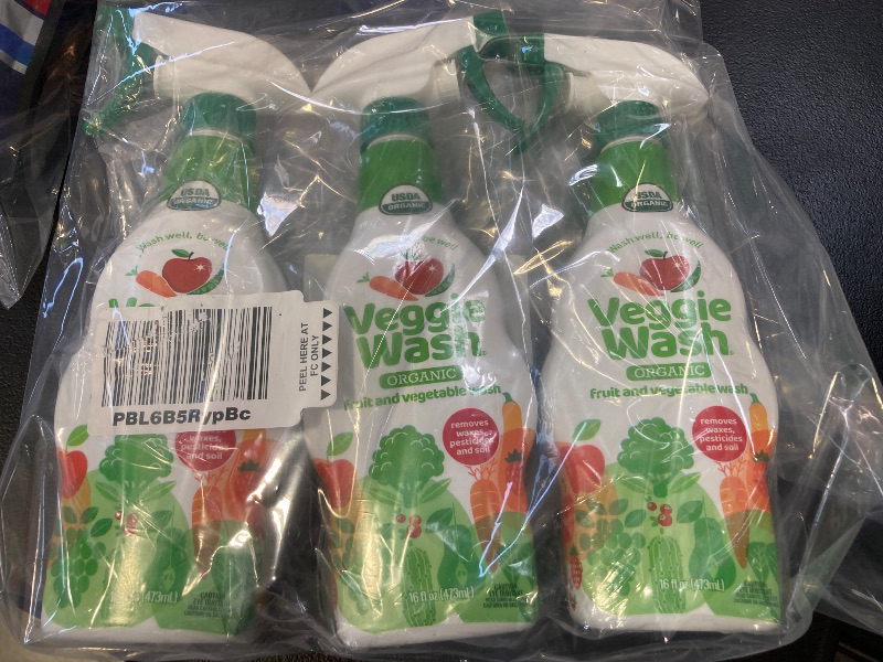 Photo 1 of Veggie Wash Organic Fruit and Vegetable Wash, Certified Organic, Ideal for Cleaning Produce, 16 Fluid Ounce, Pack of 3