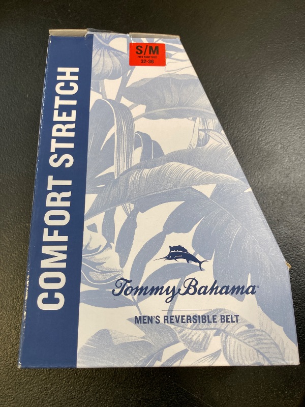 Photo 1 of Tommy Bahama Men's Stretch Braided Reversible Leather Trim Belt, Navy/Brown, S/M (32-36)