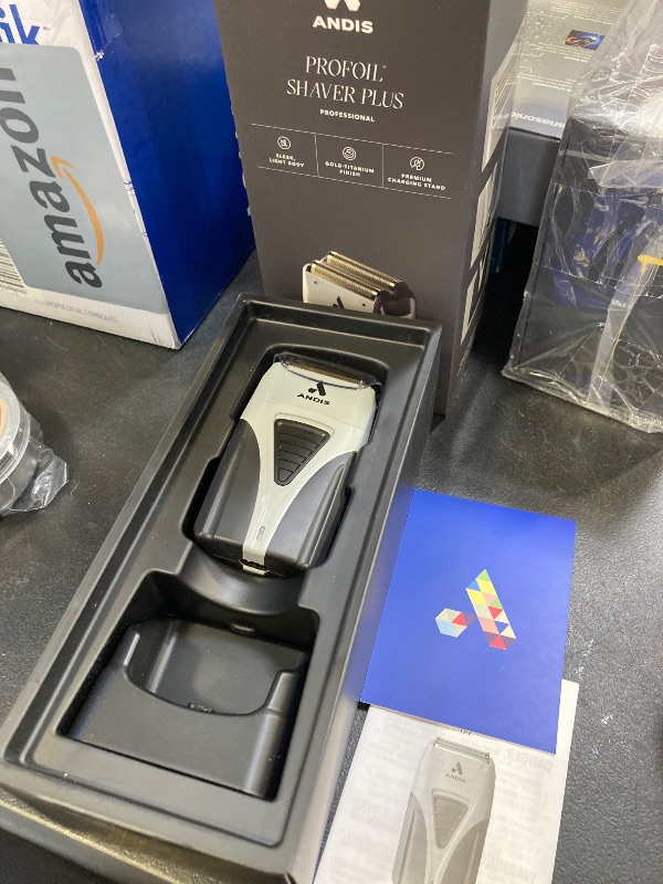 Photo 1 of Andis TS-2 17255 Pro Foil Lithium Titanium Foil Shaver, Cord/Cordless, Smooth Shaving Cordless Shaver with Charger, Black