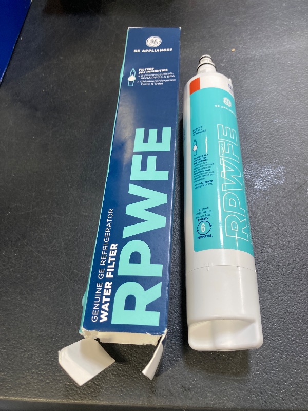 Photo 1 of GE RPWFE Refrigerator Water Filter, Genuine Replacement Filter, Certified to Reduce Lead, Sulfur, and 50+ Other Impurities, Replace Every 6 Months for Best Results, Pack of 1