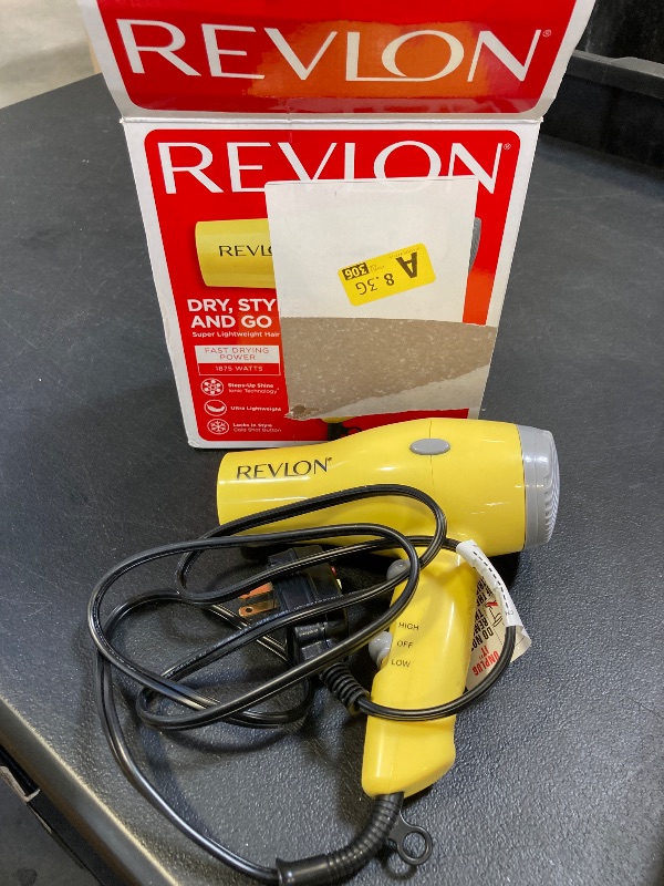 Photo 1 of REVLON Compact Hair Dryer | 1875W Lightweight Design, Perfect for Travel, (Yellow)