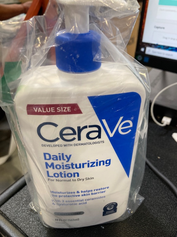Photo 1 of CeraVe Daily Moisturizing Lotion for Dry Skin, Body Lotion & Face Moisturizer with Hyaluronic Acid and Ceramides, Daily Moisturizer, Fragrance Free, Oil-Free, 19 Ounce