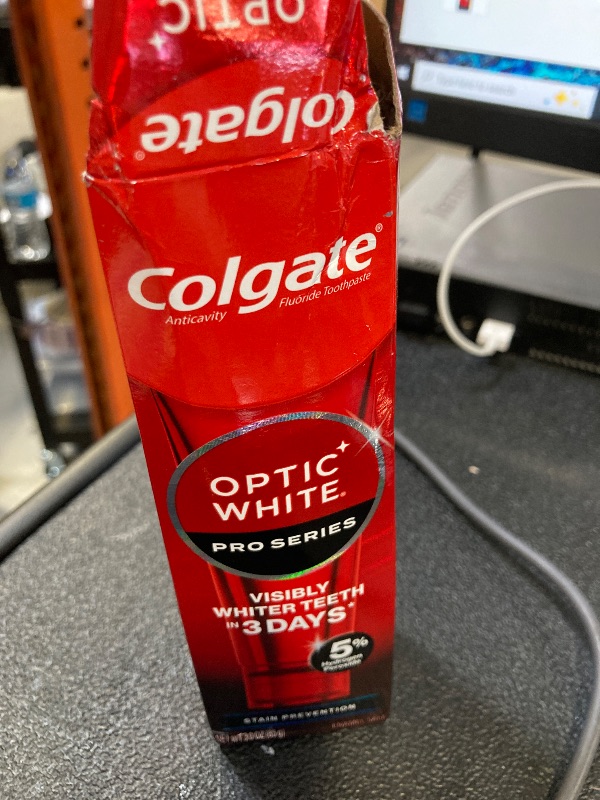 Photo 1 of Colgate Optic White Pro Series Whitening Toothpaste with 5% Hydrogen Peroxide, Stain Prevention, 3 Oz Tube
