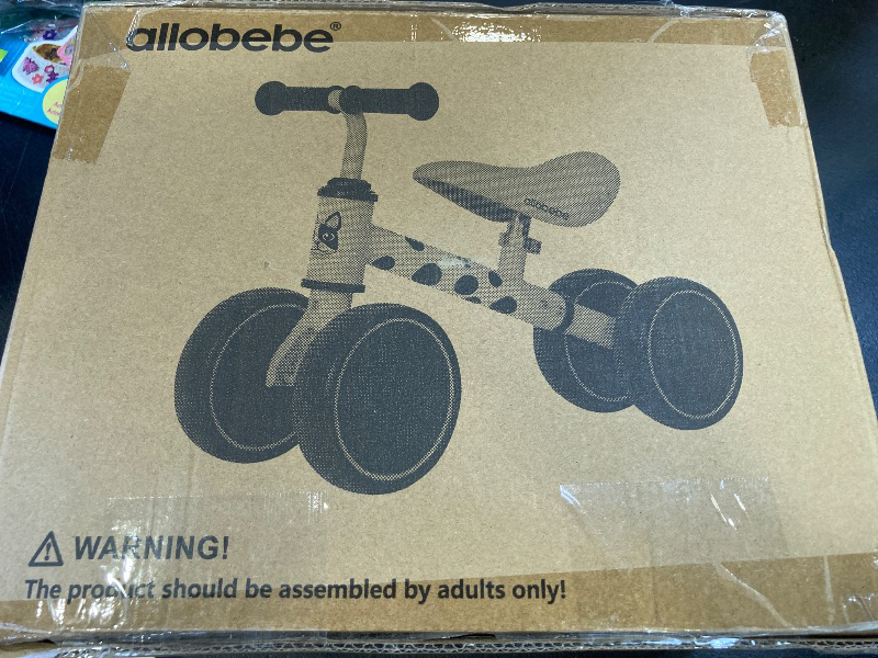 Photo 1 of Baby Balance Bike for 1 Year Old, Toddler First Balance Bike, No Pedal Infant 4 Wheels Baby Walker First Birthday Gift, Mini Bike for 12-24 Months, Shinning Blue