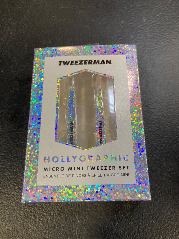 Photo 1 of Tweezerman Hollygraphic Micro Mini Slant & Point Tweezer Set - Eyebrow Tweezers for Women and Men