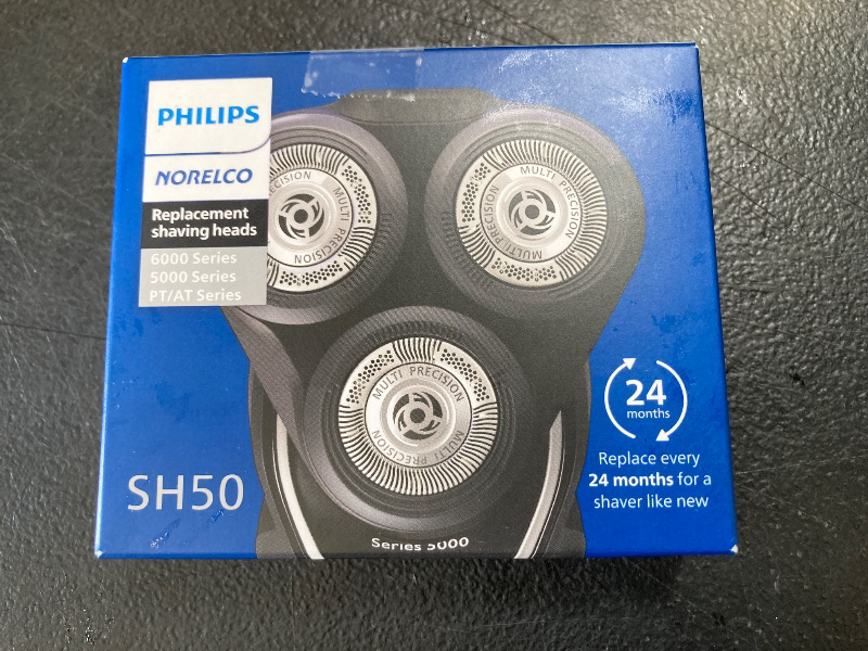 Photo 1 of Philips Norelco SH50/52 Shaving Heads, Compatible with Philips Shavers Series 5000 and 6000, Powerful Performance, Self-Sharpening, 3 Pieces, Model SH50/52 Replaces Model HQ9/50, HQ56/50 and RQ11/50