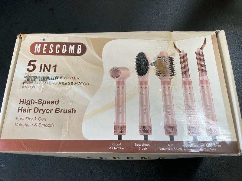 Photo 1 of Dual Voltage Hair Dryer Brush - 5 in 1 Hair Air Wrap Styler with High-Speed Blow Dryer, Drying, Straightening & Volumizing with Negative Ion Anti-frizz for 110V-120V/220V-240V Europe and Travel Case