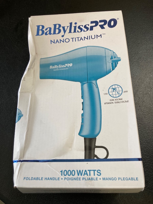 Photo 1 of BaBylissPRO Nano Titanium Travel Dryer, Blue