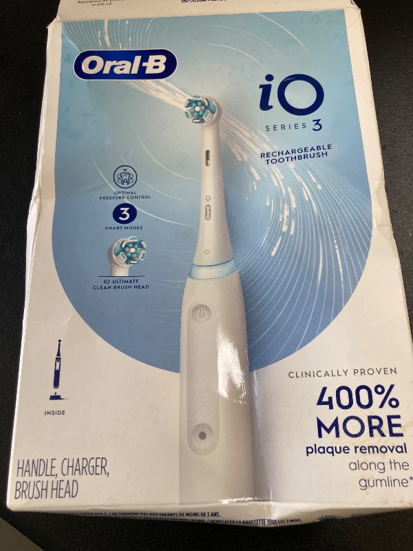 Photo 1 of Oral-B iO Series 3 Electric Toothbrush with (1) Brush Head, Rechargeable, White