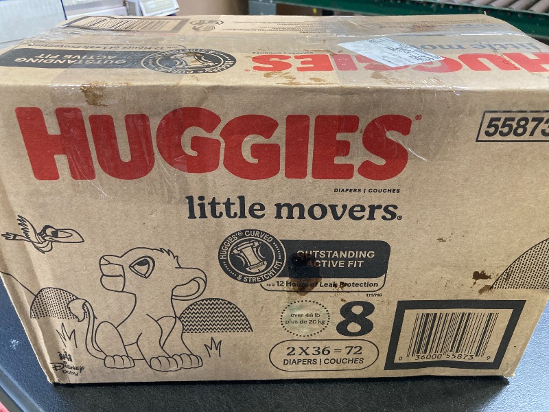 Photo 1 of Huggies Size 8 Diapers, Little Movers Baby Diapers, Size 8 (46+ lbs), 72 Count