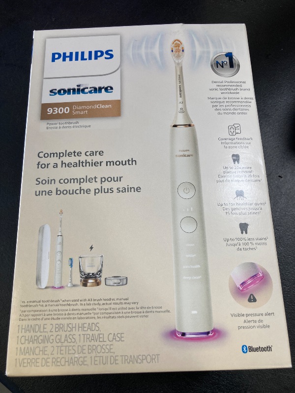Photo 1 of Philips Sonicare DiamondClean Smart 9300 Electric Toothbrush, Sonic Toothbrush with App, Pressure Sensor, Brush Head Detection, 4 Brushing Modes and 3 Intensity Levels, Rosegold, Model HX9903/65