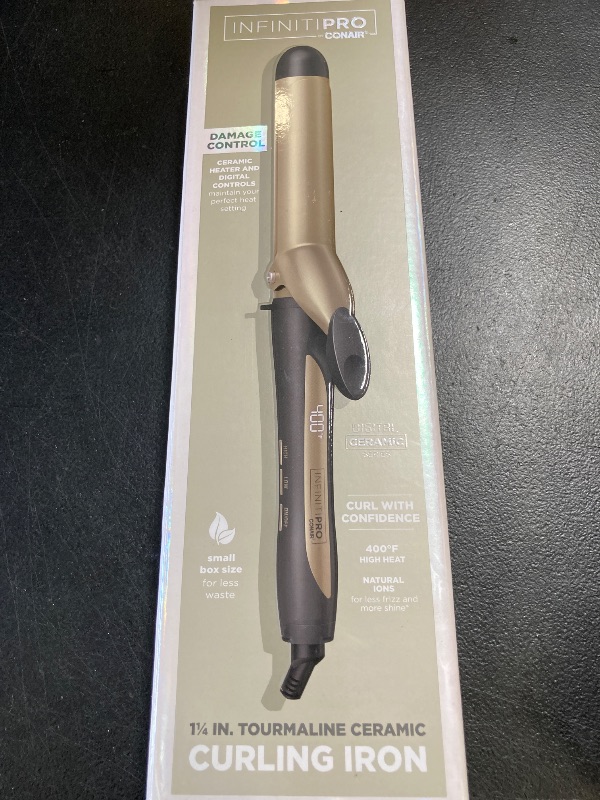 Photo 1 of INFINITIPRO BY CONAIR Tourmaline Ceramic 1 1/4-inch Curling Iron, 1 1/4-inch Digital Curling Iron, 1 ¼ inch barrel produces loose curls – for use on medium and long hair