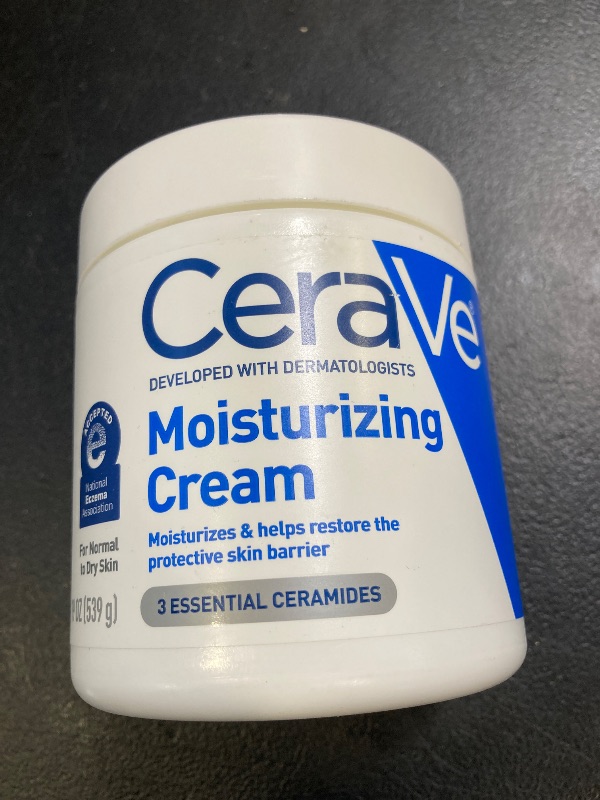 Photo 1 of CeraVe Moisturizing Cream, Body and Face Moisturizer for Dry Skin, Body Cream with Hyaluronic Acid and Ceramides, Daily Moisturizer, Oil-Free, Fragrance Free, Non-Comedogenic, 19 Ounce