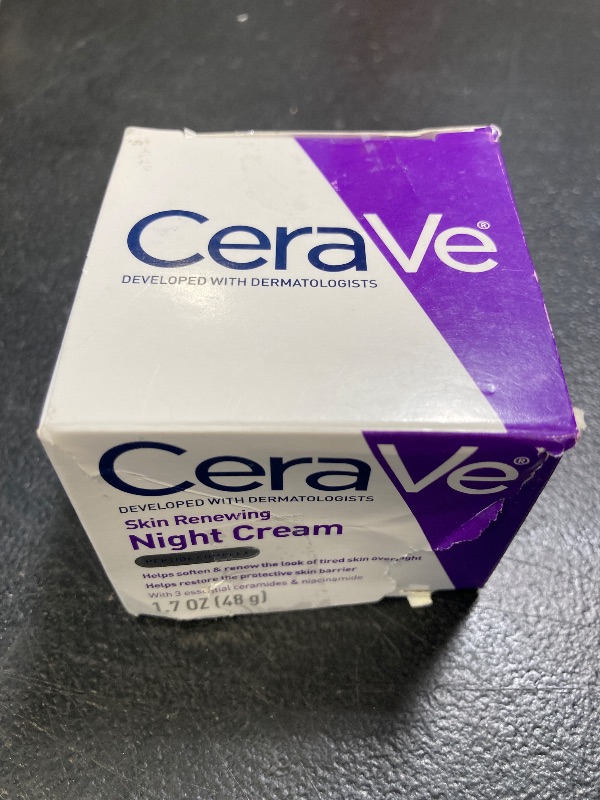 Photo 1 of CeraVe Skin Renewing Night Cream, Niacinamide, Peptide Complex, and Hyaluronic Acid Moisturizer for Face, 1.7 Ounce, Packaging may Vary