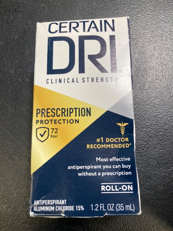 Photo 1 of Certain Dri Prescription-Strength Clinical Antiperspirant Roll-On for Hyperhidrosis - 72-Hour Sweat Protection - Fragrance-Free - Doctor-Recommended for Men & Women - 1.2 fl oz