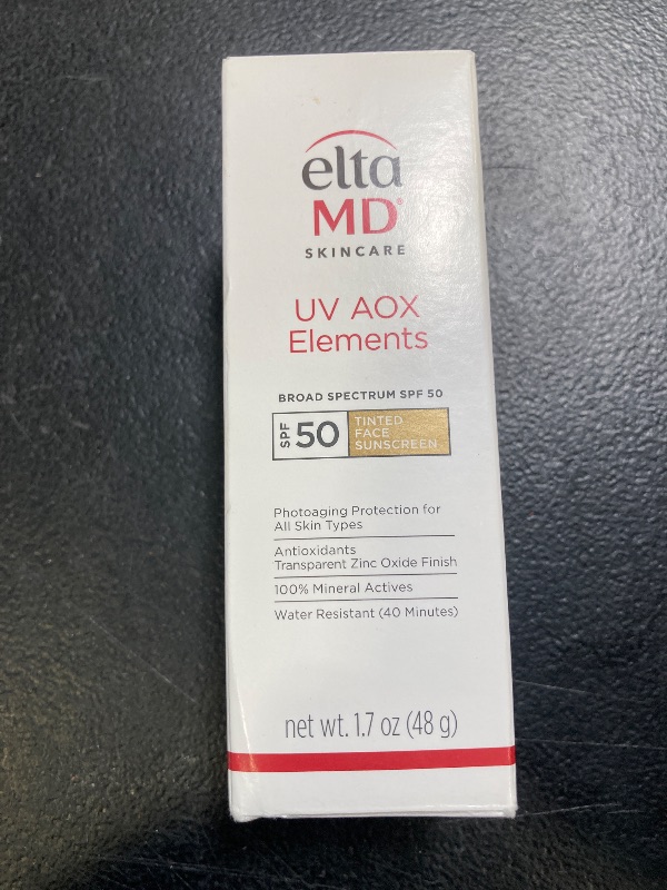 Photo 1 of EltaMD UV AOX Elements Tinted Mineral Face Sunscreen Lotion, Tinted Moisturizer for Face SPF 50 with Antioxidants, For Dry Sensitive Skin 1.7 oz Pump