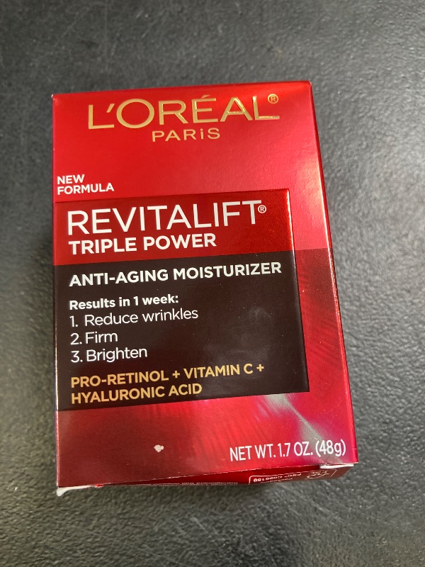 Photo 1 of L'Oreal Paris Revitalift Triple Power Anti-Aging Face Moisturizer, Pro Retinol, Hyaluronic Acid & Vitamin C to Reduce Wrinkles, Firm & Brighten Skin, 1.7 Oz